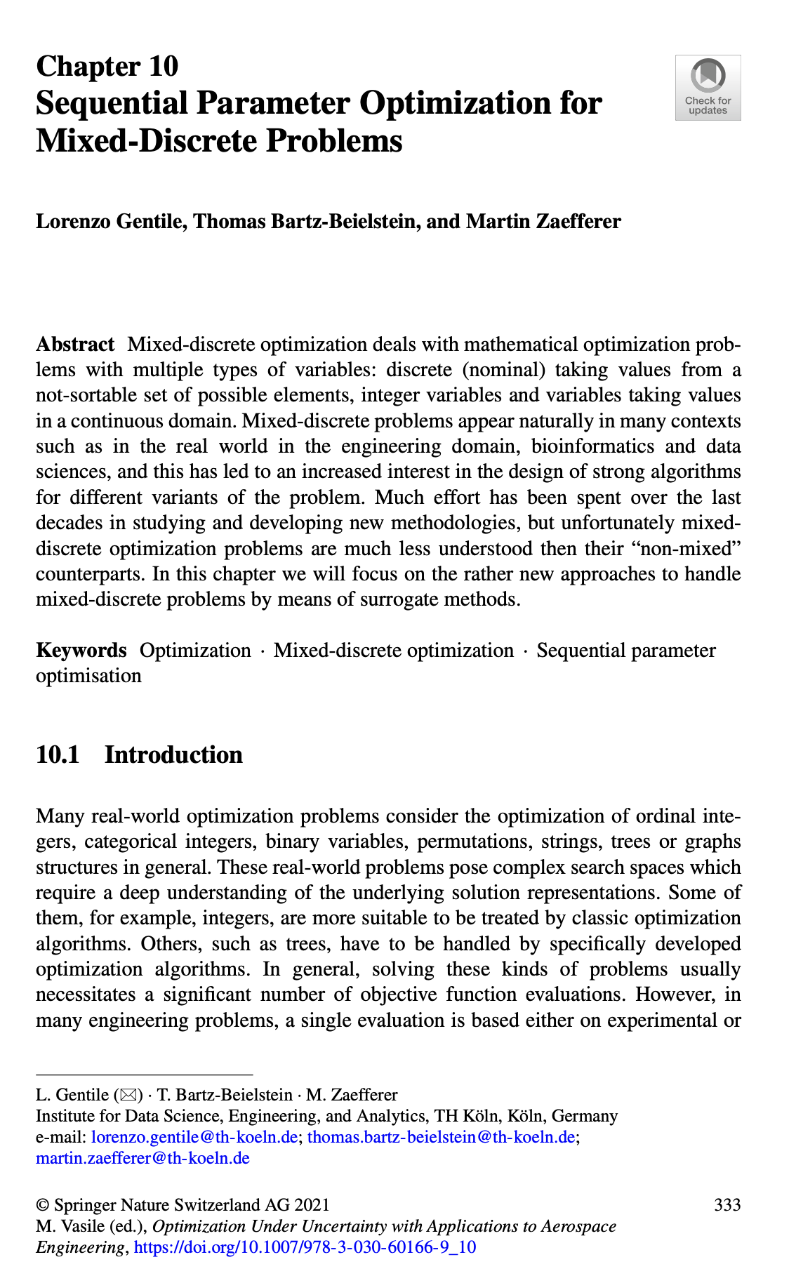 parameter elimination by sequential testing parameter elimination by sequential testing